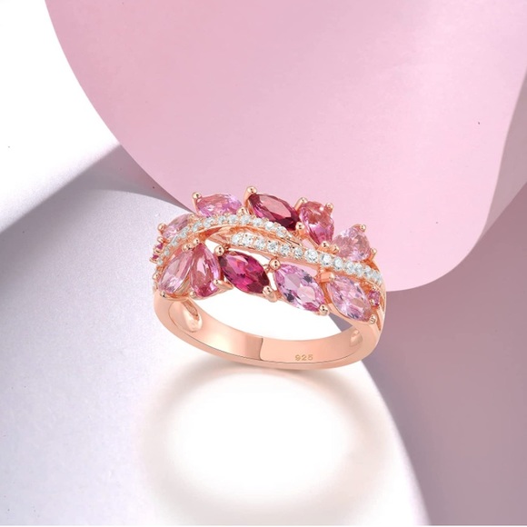 14k Ruby Pink Sapphire Diamonds Ring - Picture 3 of 11